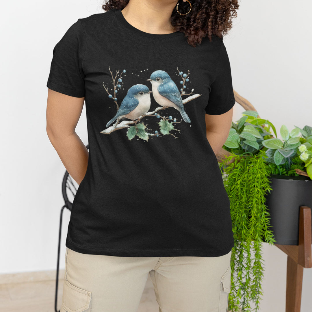 Winter Blue Jay Birds T-shirt
