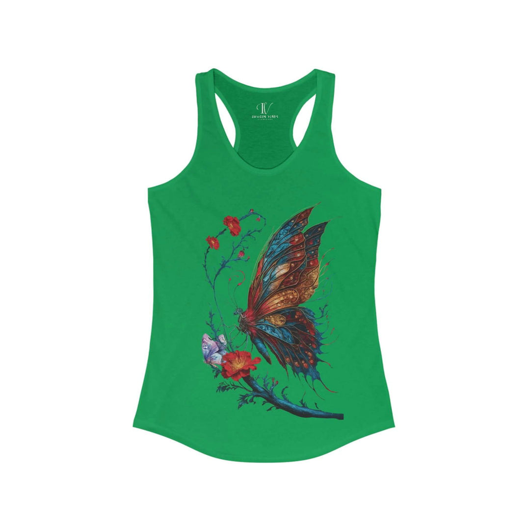 Women's Vintage Floral Love Butterfly Racerback Tank - Imagin Vibes - 