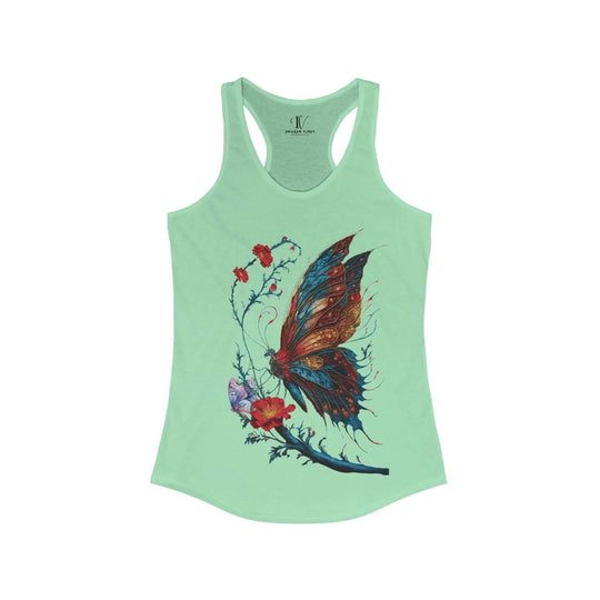 Women's Vintage Floral Love Butterfly Racerback Tank - Imagin Vibes - 