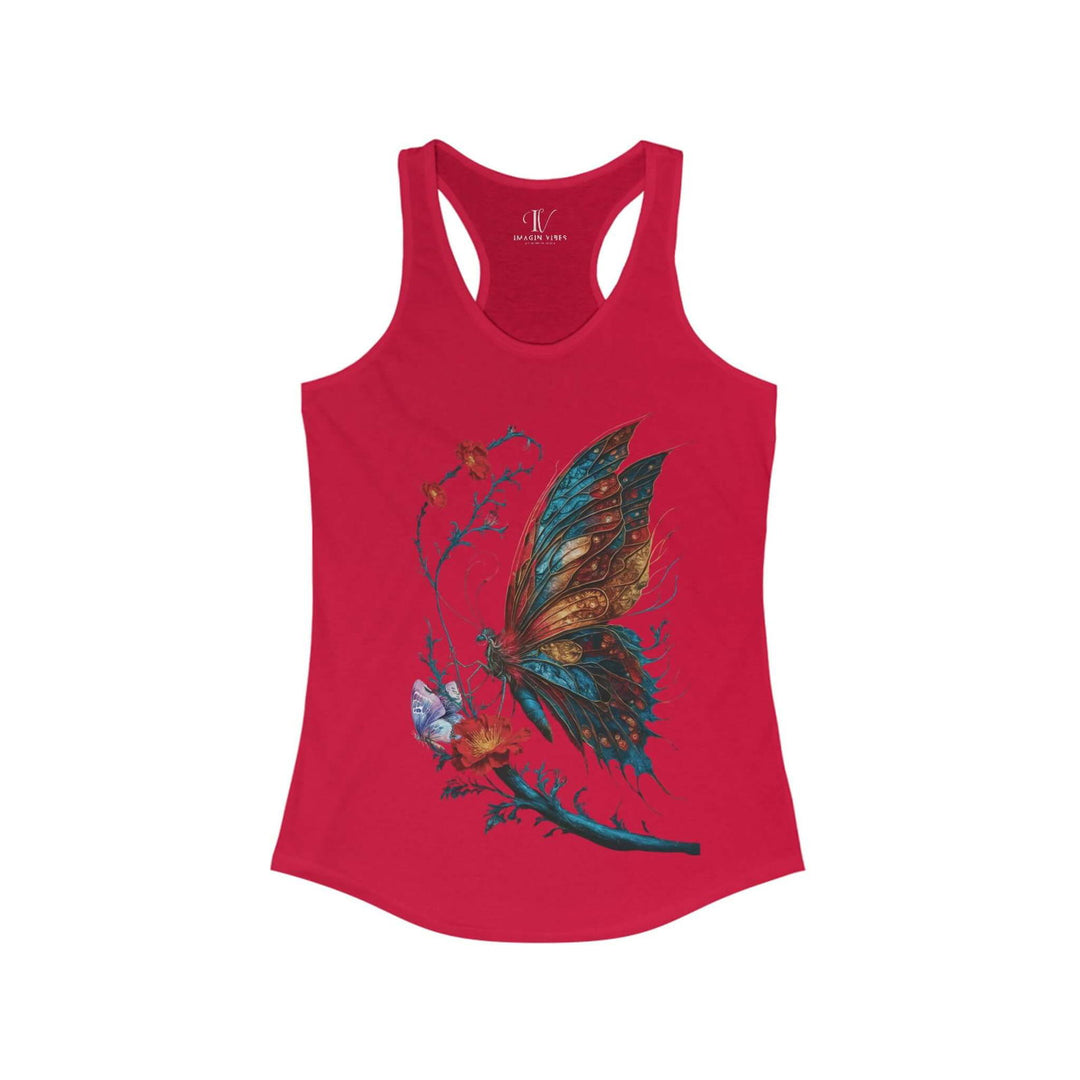 Women's Vintage Floral Love Butterfly Racerback Tank - Imagin Vibes - 