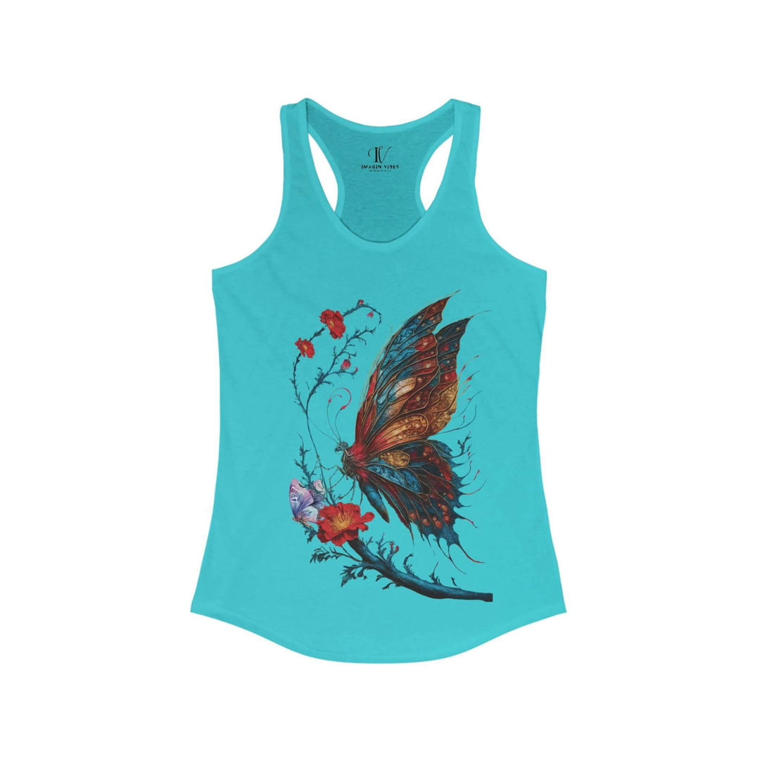 Women's Vintage Floral Love Butterfly Racerback Tank - Imagin Vibes - 