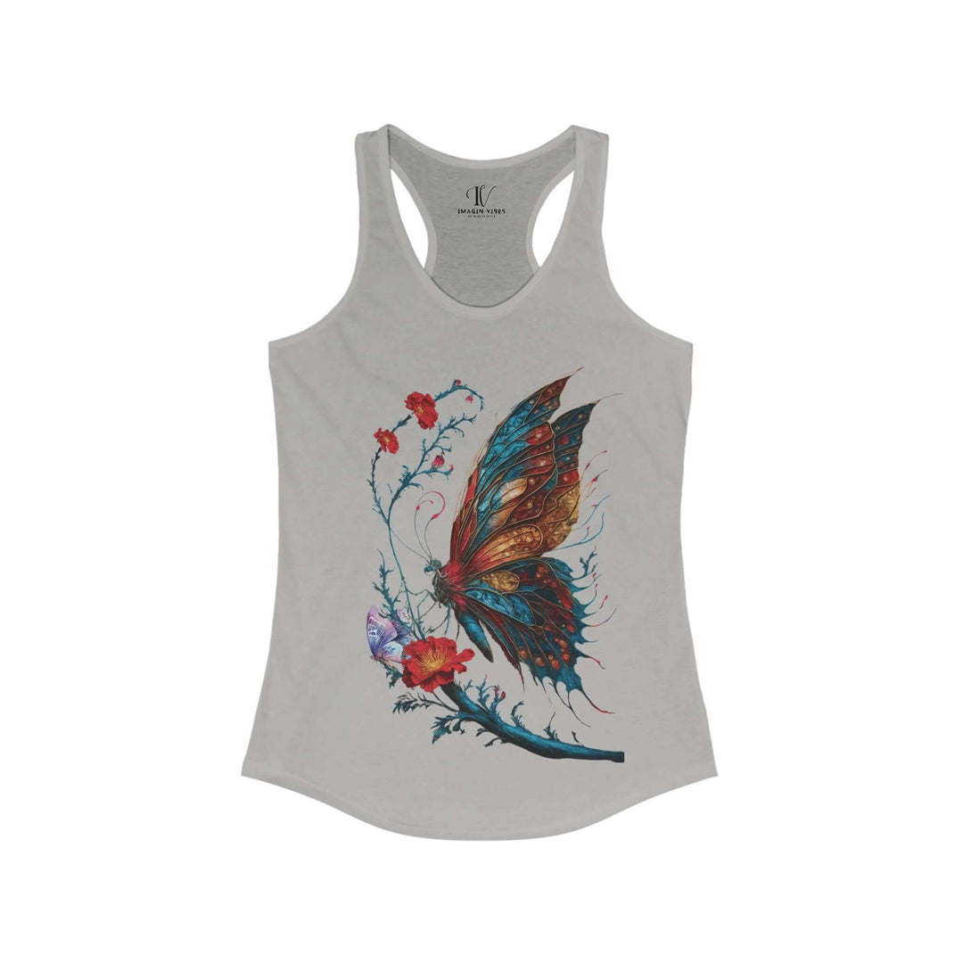 Women's Vintage Floral Love Butterfly Racerback Tank - Imagin Vibes - 