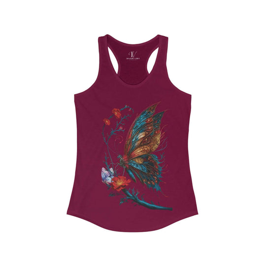 Women's Vintage Floral Love Butterfly Racerback Tank - Imagin Vibes - 