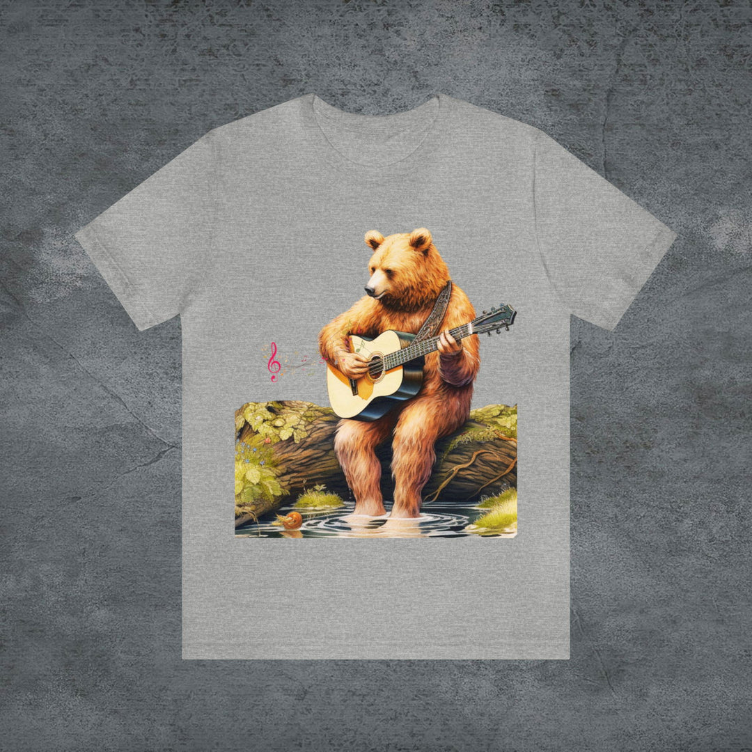 Woodland Serenade: Bear Playing Guitar Tee - Imagin Vibes - 