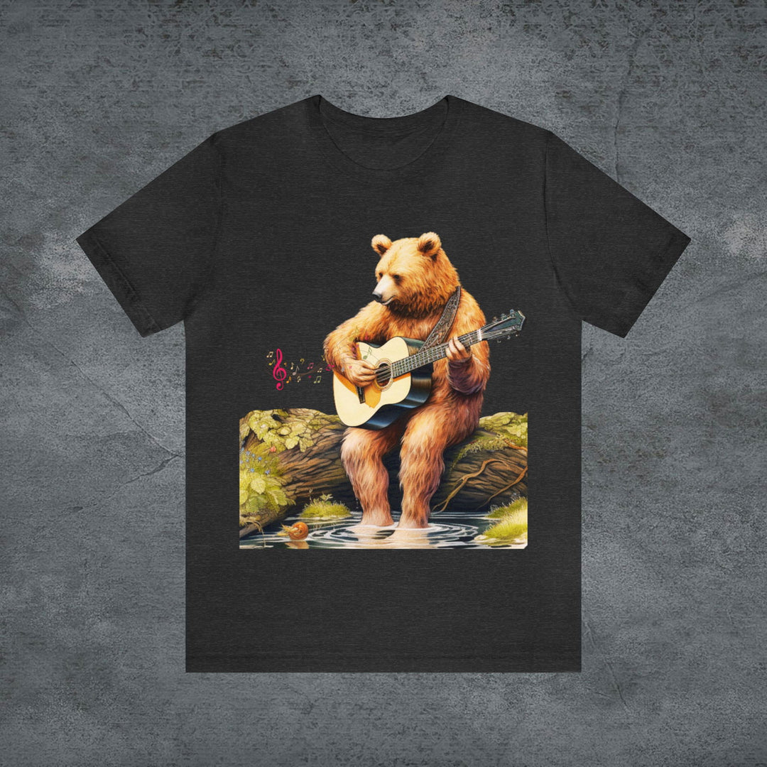 Woodland Serenade: Bear Playing Guitar Tee - Imagin Vibes - 