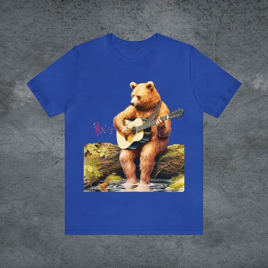 Woodland Serenade: Bear Playing Guitar Tee - Imagin Vibes - 