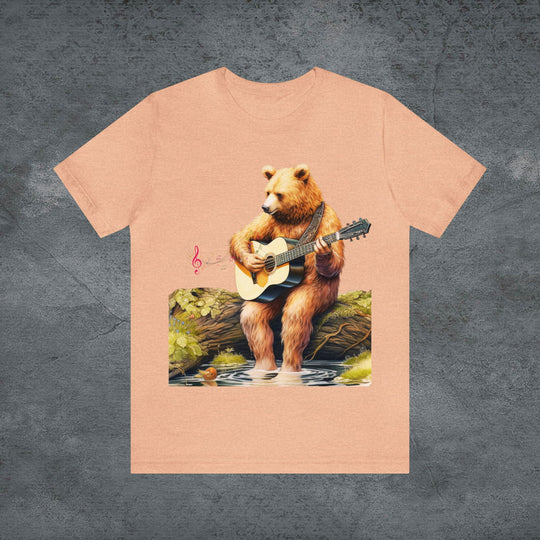 Woodland Serenade: Bear Playing Guitar Tee - Imagin Vibes - 