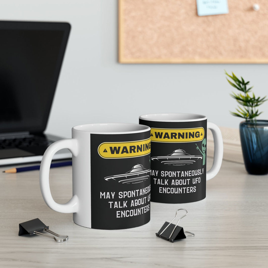 World UFO Day Mug: "Warning! Talks UFO Encounters" - Imagin Vibes - 