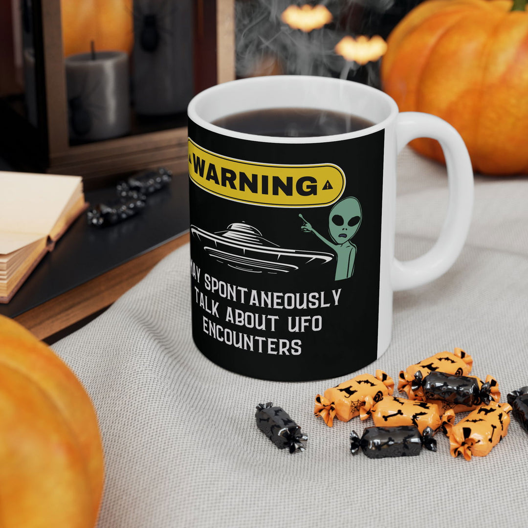 World UFO Day Mug: "Warning! Talks UFO Encounters" - Imagin Vibes - 