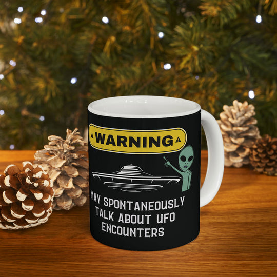 World UFO Day Mug: "Warning! Talks UFO Encounters" - Imagin Vibes - 