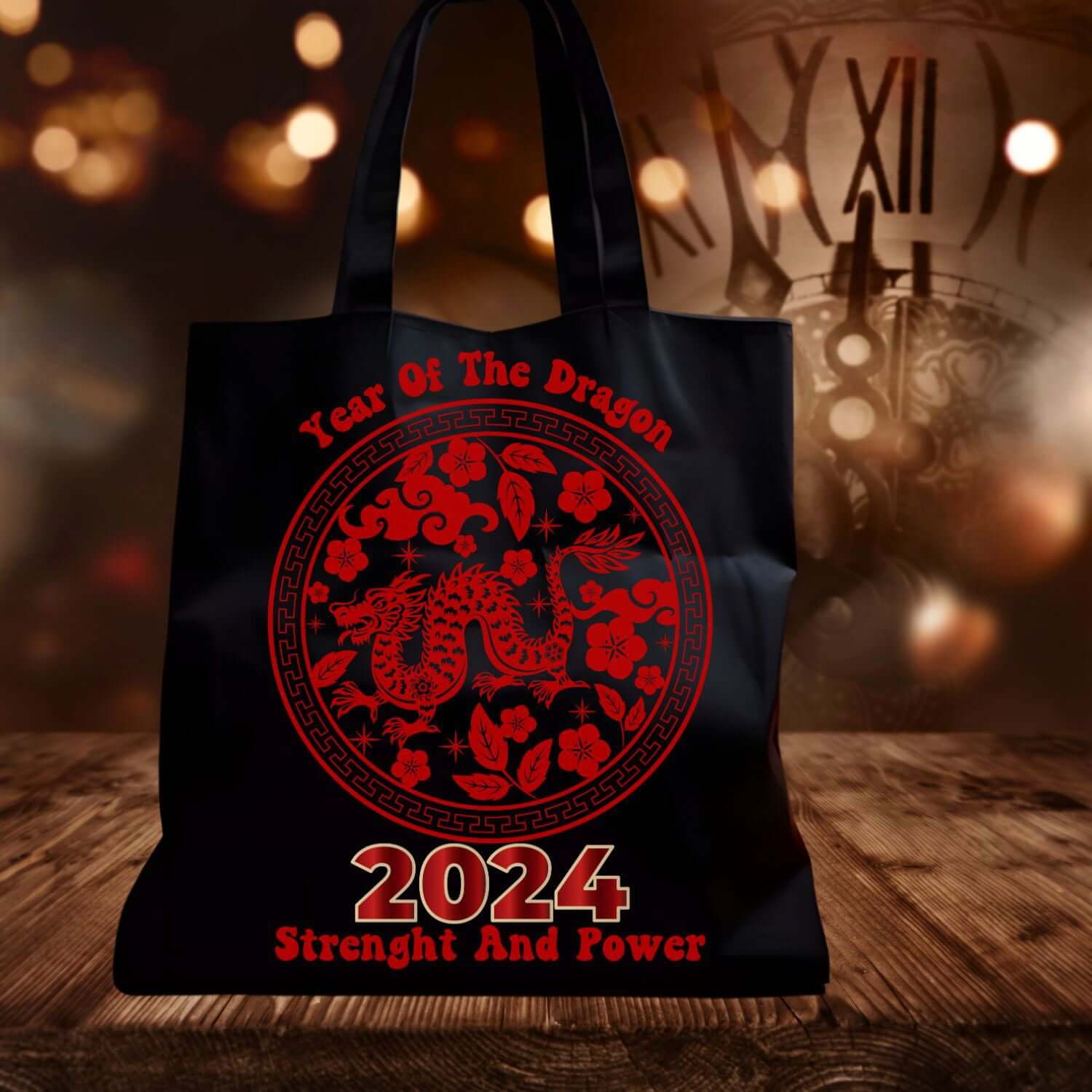Year of the Dragon Tote Bag Accessories Printify