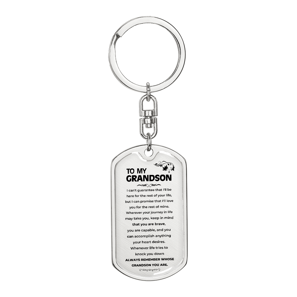 To My Grandson | Remember Whose Grandson You Are | Personalized Keychain - SS293V5 Jewelry ShineOn Fulfillment Dog Tag with Swivel Keychain (Steel) No