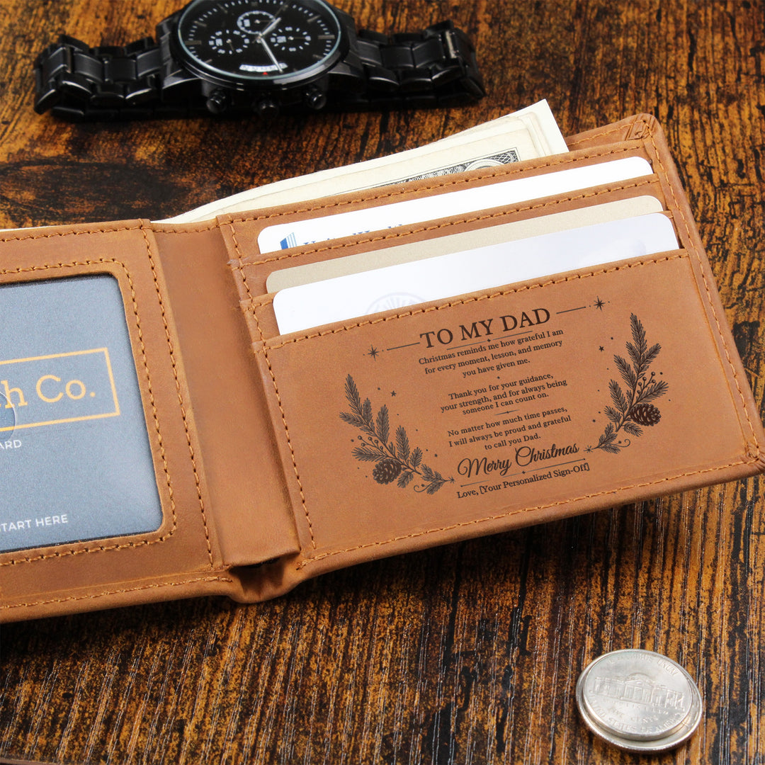 To My Dad – Personalized Christmas Engraved Wallet