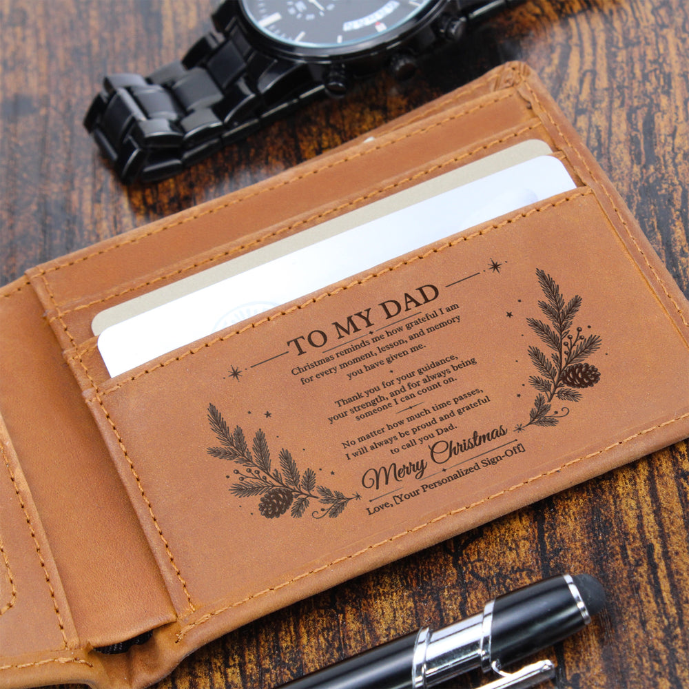 To My Dad – Personalized Christmas Engraved Wallet