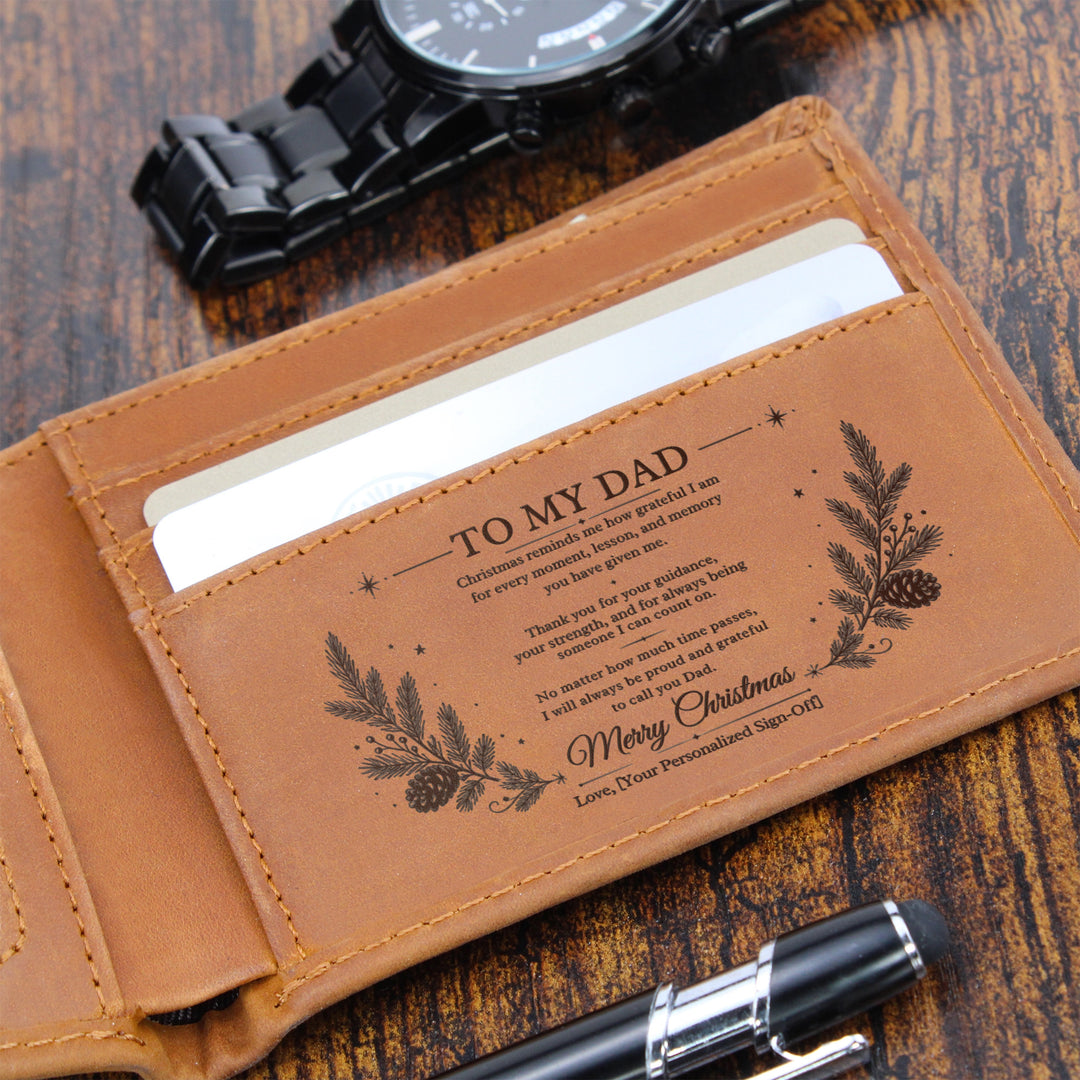 To My Dad – Personalized Christmas Engraved Wallet