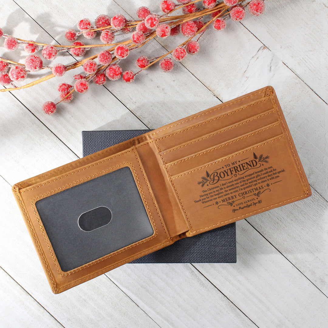 To My Boyfriend – Personalized Christmas Engraved Wallet