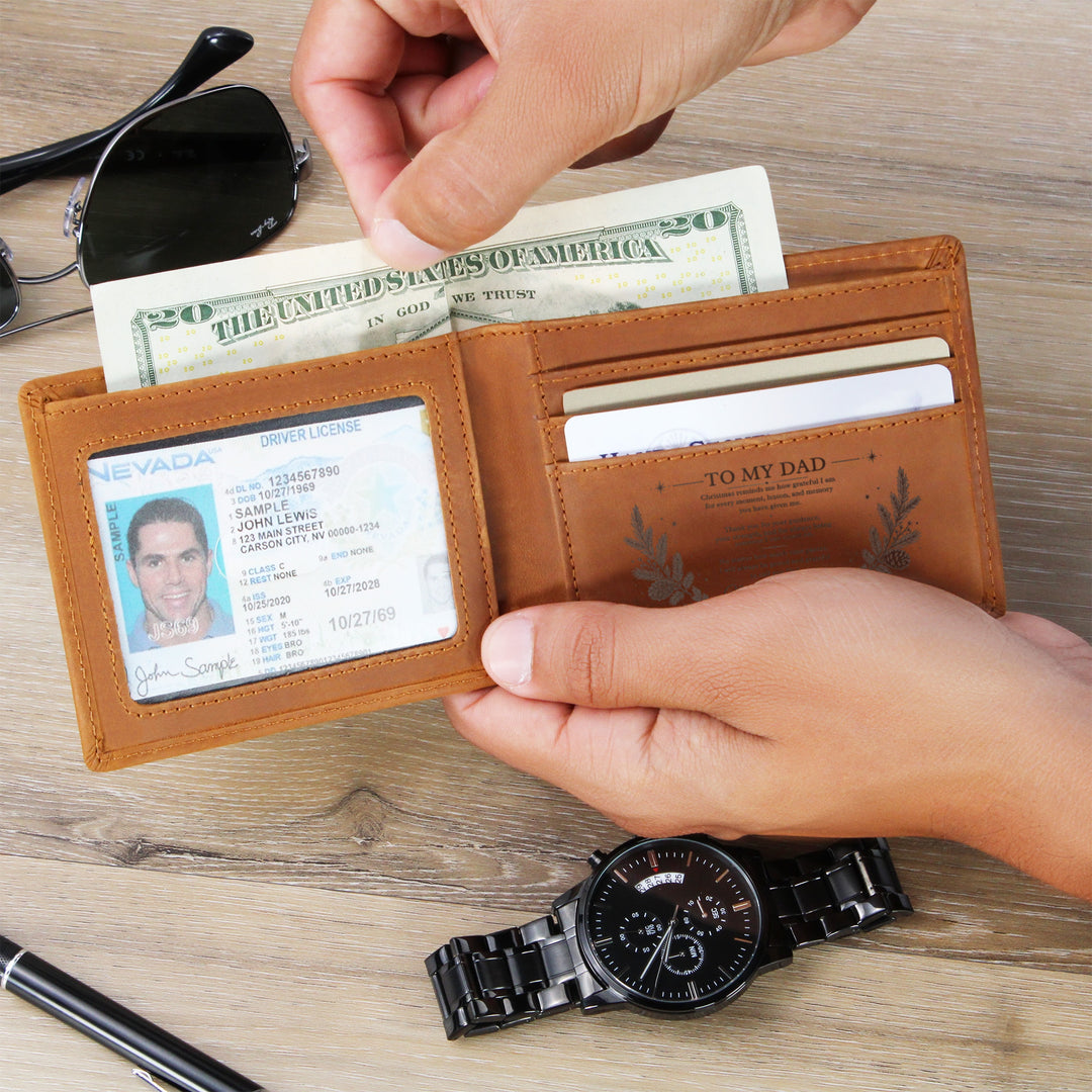 To My Dad – Personalized Christmas Engraved Wallet