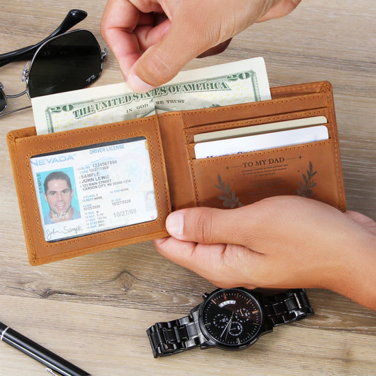 To My Dad – Personalized Christmas Engraved Wallet