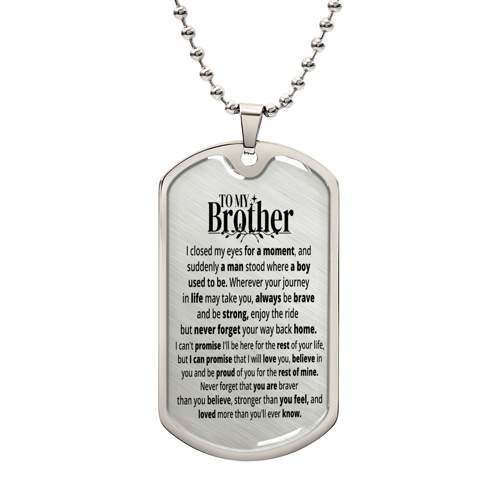 To My Brother | Rest Of Mine | Personalized Gift Keychain - SSB1V1 Jewelry ShineOn Fulfillment Military Chain (Silver) No