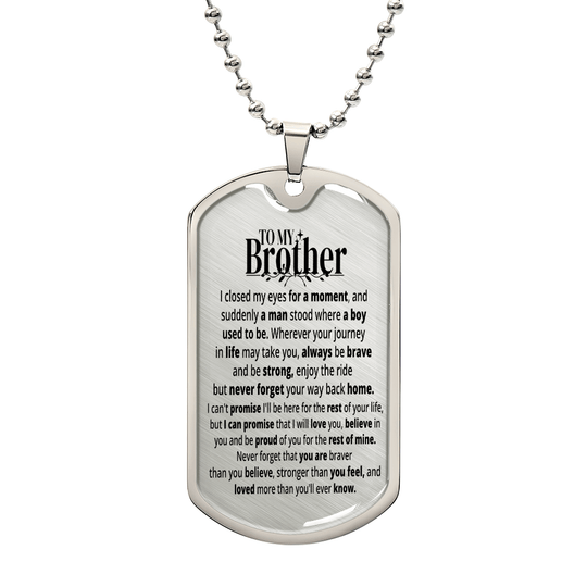 To My Brother | Rest Of Mine | Personalized Gift Keychain - SSB1V1 Jewelry ShineOn Fulfillment Military Chain (Silver) No