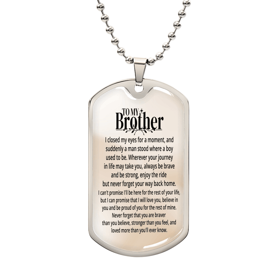 To My Brother | Personalized Gift | Keychain - SSBKC4 Jewelry ShineOn Fulfillment Military Chain (Silver) No