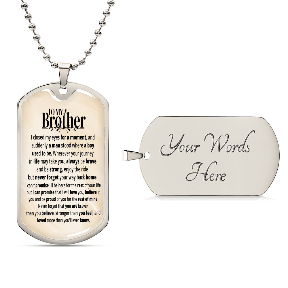 To My Brother | Personalized Gift | Keychain - SSB1V1 Jewelry ShineOn Fulfillment Military Chain (Silver) Yes