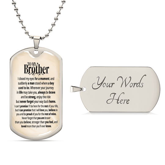 To My Brother | Personalized Gift | Keychain - SSB1V1 Jewelry ShineOn Fulfillment Military Chain (Silver) Yes