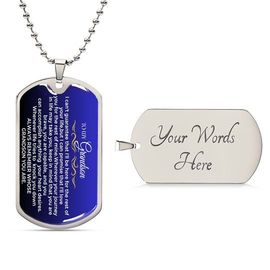 To My Grandson - Love Tag - SS426GS-D9 Jewelry ShineOn Fulfillment Military Chain (Silver) Yes