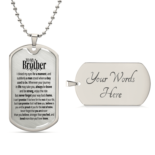 To My Brother | Rest Of Mine | Personalized Gift Keychain - SSB1V1 Jewelry ShineOn Fulfillment Military Chain (Silver) Yes