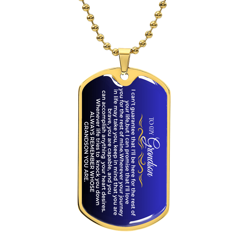To My Grandson - Love Tag - SS426GS-D9 Jewelry ShineOn Fulfillment Military Chain (Gold) No