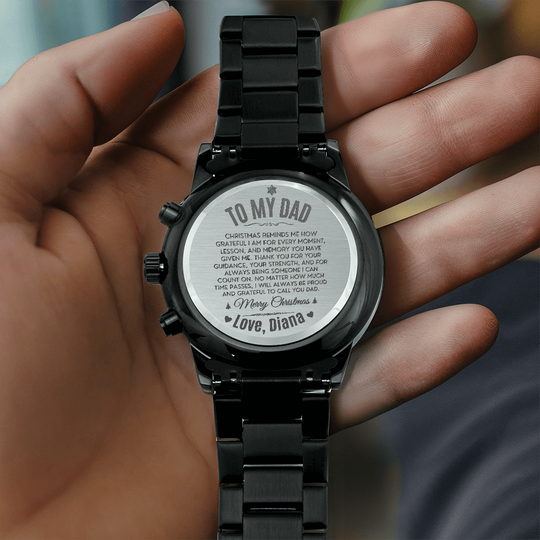 To My Dad – Personalized Christmas Engraved Black Watch