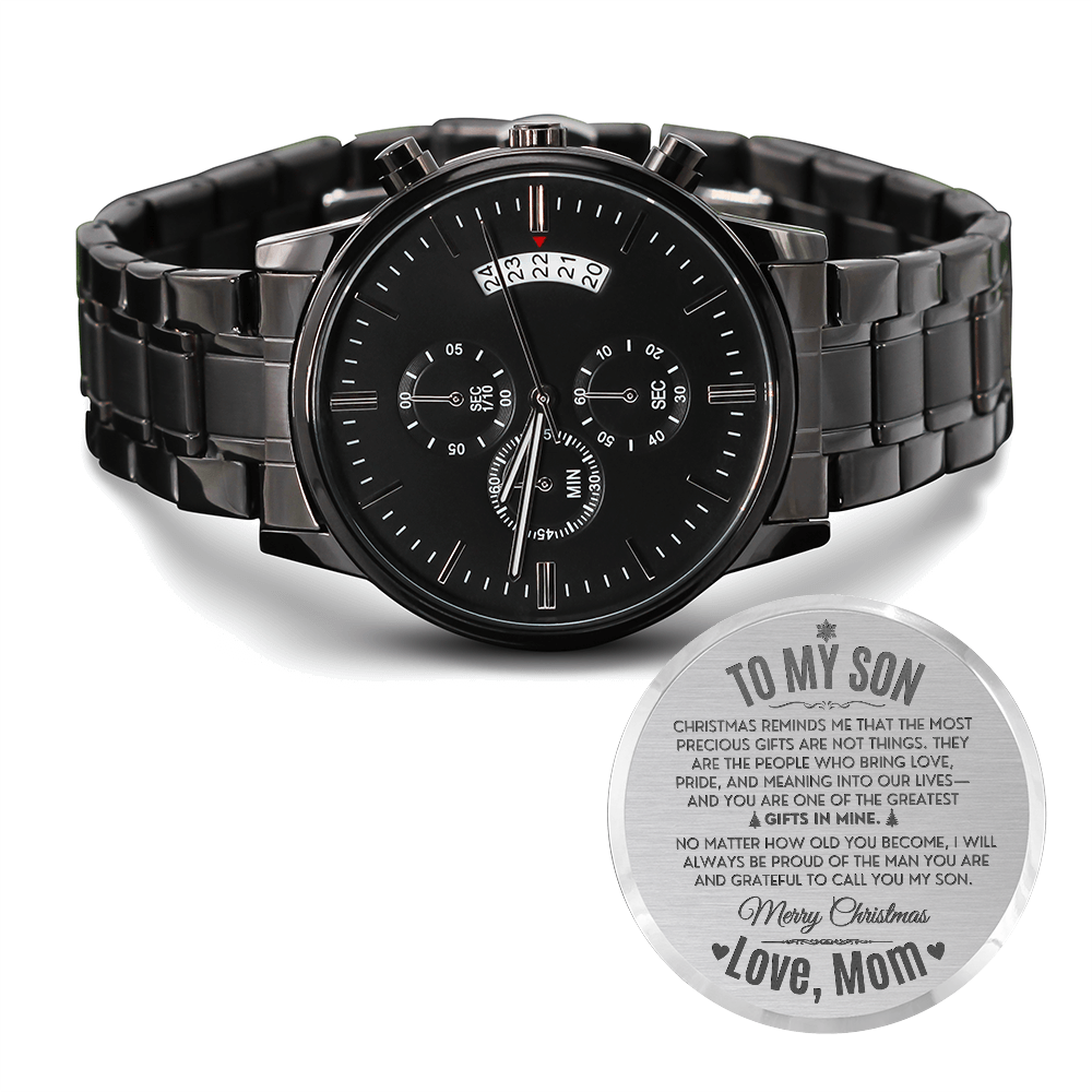 To My Son – Personalized Christmas Engraved Black Watch