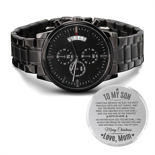 To My Son – Personalized Christmas Engraved Black Watch