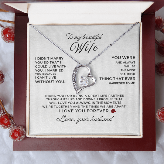 To My Beautiful Wife - Forever Love Gift Set - SS52 Jewelry ShineOn Fulfillment 14k White Gold Finish Luxury Box