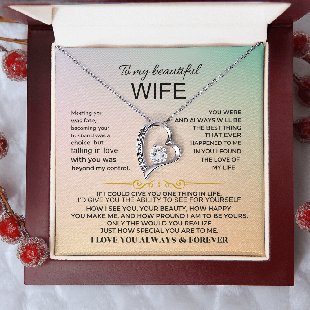 To My Beautiful Wife - Forever Love Necklace Gift Set - SS32 Jewelry ShineOn Fulfillment