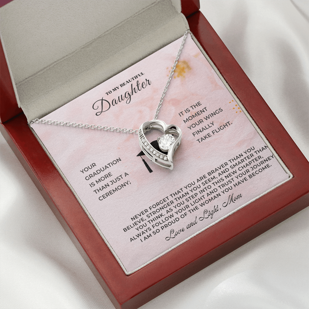 Sentimental Keepsake Jewelry for Daughter - Forever Love Necklace in gift box with heartfelt message.