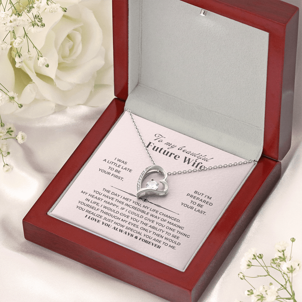 Christmas Gift For Future Wife - forever love necklace gift set in elegant box with heartfelt message.