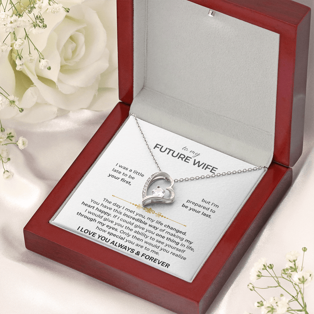 Gift For Future Wife - beautiful necklace gift set in elegant box with heartfelt message for future brides.