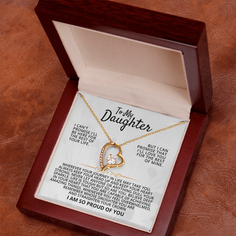 To My Daughter necklace in a keepsake box, perfect as a meaningful daughter graduation or birthday gift.