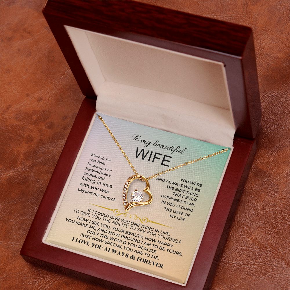 To My Beautiful Wife - Forever Love Necklace Gift Set - SS32 Jewelry ShineOn Fulfillment