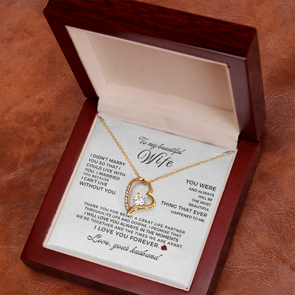 To My Beautiful Wife - Forever Love Gift Set - SS52 Jewelry ShineOn Fulfillment 18k Yellow Gold Finish Luxury Box