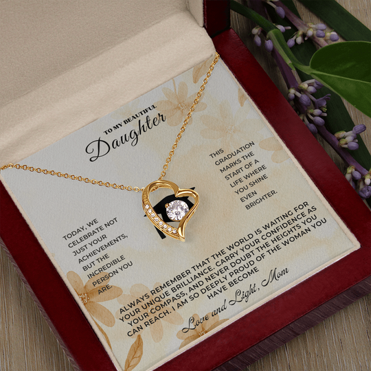 Graduation Gift for Daughter – Graduation Necklace in heart-shaped pendant presentation box.