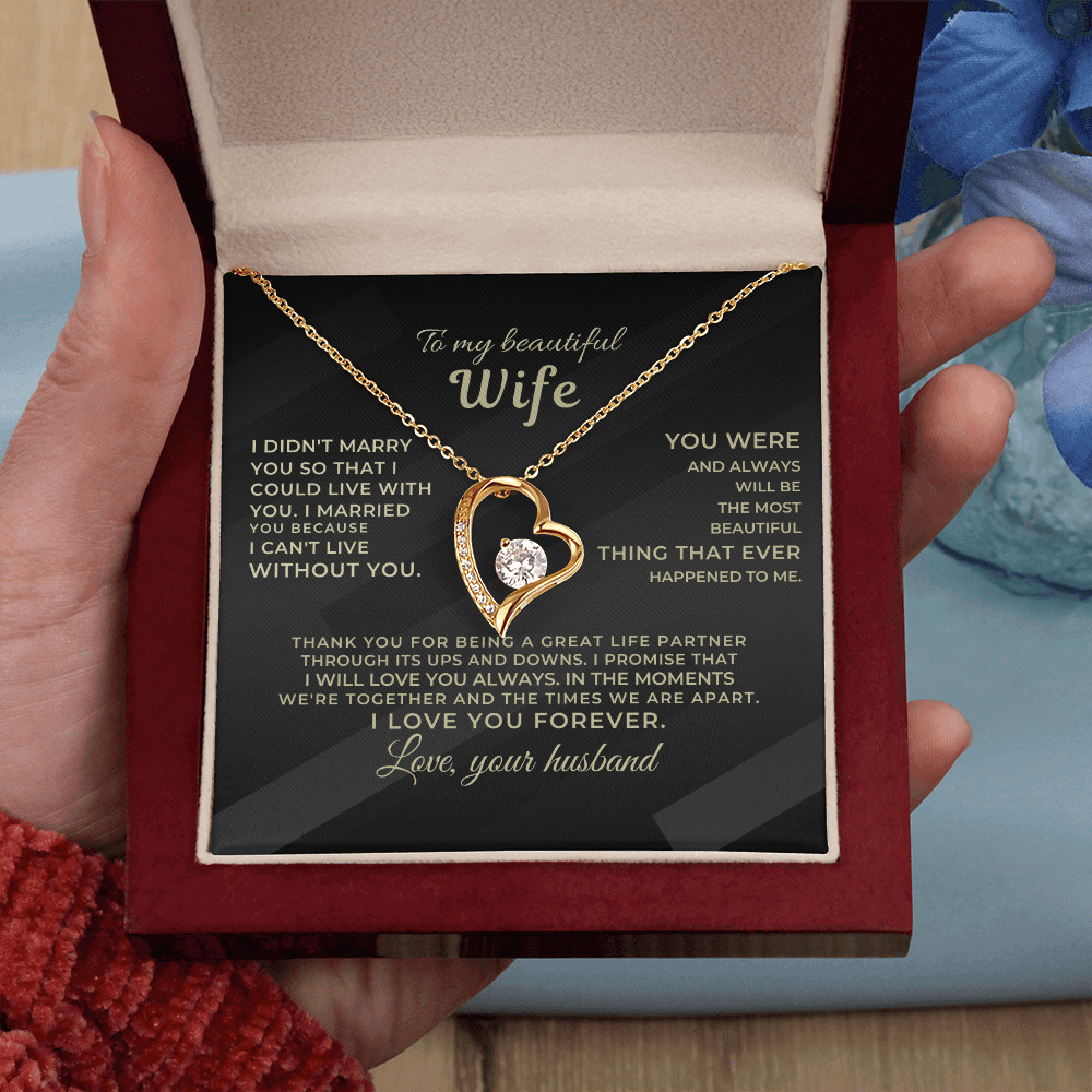 Best Gift For Wife - Forever Love Necklace Gift Set with heartfelt message for your beloved wife.