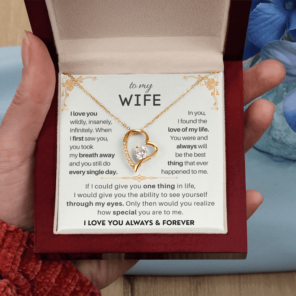 To My Wife "Love You Infinitely" Necklace, meaningful valentine day or anniversary gift for her.