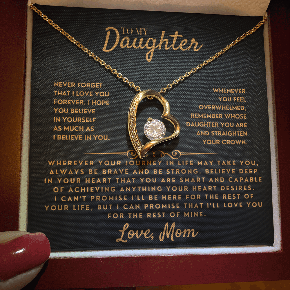 To My Daughter "Straighten Your Crown" Forever Love Heart Necklace, sentimental adult daughter brave and strong keepsake from USA.