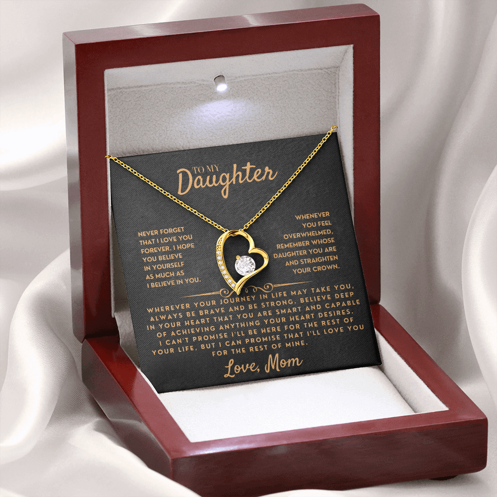 To My Daughter "Straighten Your Crown" Forever Love Heart Necklace, sentimental adult daughter brave and strong keepsake from USA.