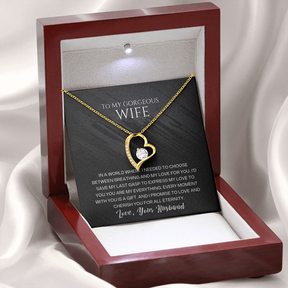 To My Wife "Eternal Breath" Forever Love Heart Necklace Gift Set, Romantic Wedding Anniversary Gift For Her.