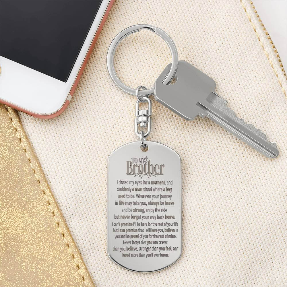 To My Brother | Personalized Keychain - SSB1V1 Jewelry ShineOn Fulfillment