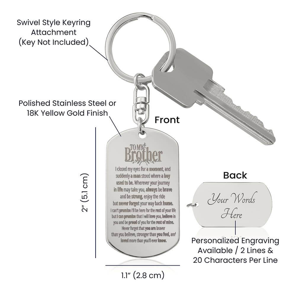 To My Brother | Personalized Keychain - SSB1V1 Jewelry ShineOn Fulfillment