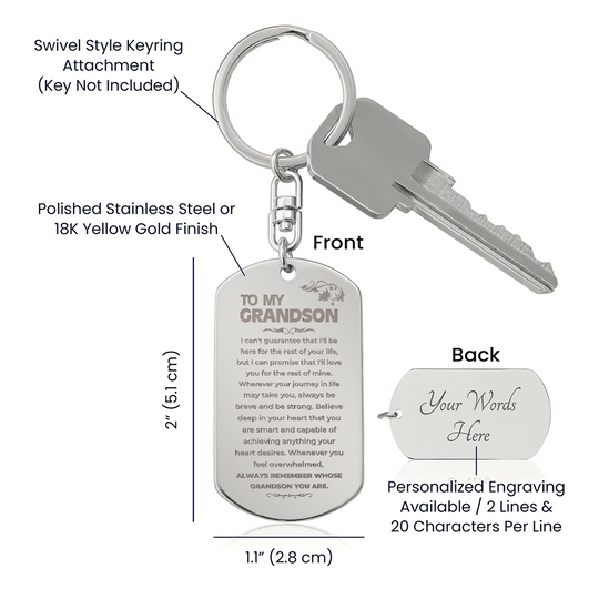 To My Grandson | Remember Whose Grandson You Are | Personalized Keychain - SS293V7 Jewelry ShineOn Fulfillment